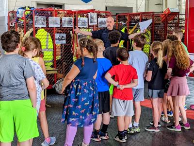 Children visit Fire Station #1 with Firefighter/Paramedic Matt Gebauer