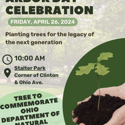 Flyer for the City of Tiffin's Arbor Day Celebration on April 26