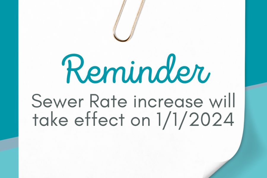 Image showing reminder note regarding the increase of Tiffin City Sewer Rates on January 1, 2024