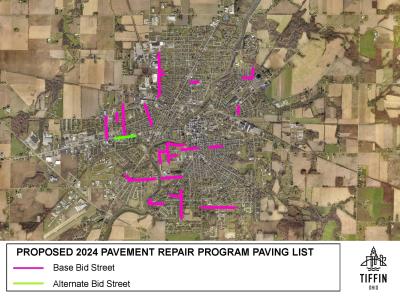Image of proposed Pavement Repair Program Paving areas