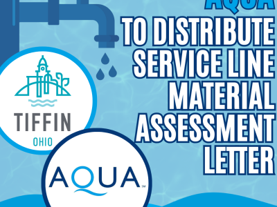 Image with Blue Lettering stating "Aqua to Distribute Service Line Material Assessment Letter"