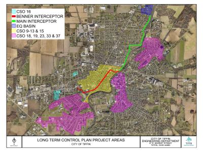 City of Tiffin Long Term Control Plan Project Areas Map