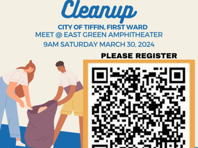 QR Code and Flier for the City of Tiffin Quarterly Community Clean Up 