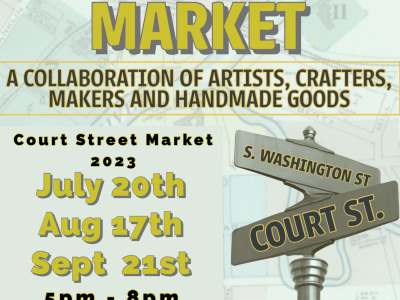 Poster for the Court Street Market on July 20, Aug. 17, and Sept. 21