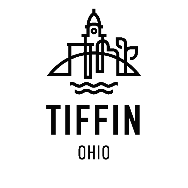 Black and White image of the logo of the city of Tiffin