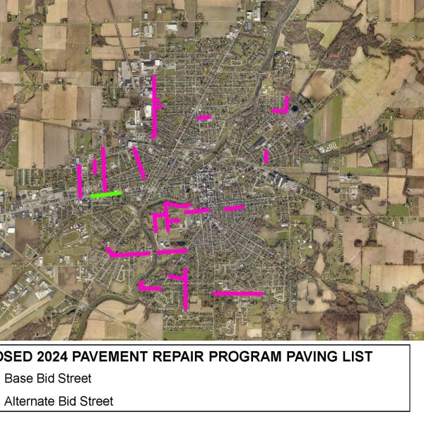 Image of proposed Pavement Repair Program Paving areas