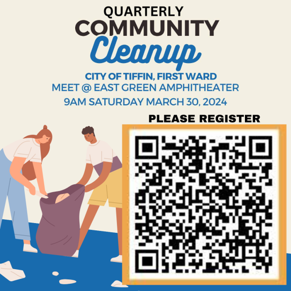 QR Code and Flier for the City of Tiffin Quarterly Community Clean Up 