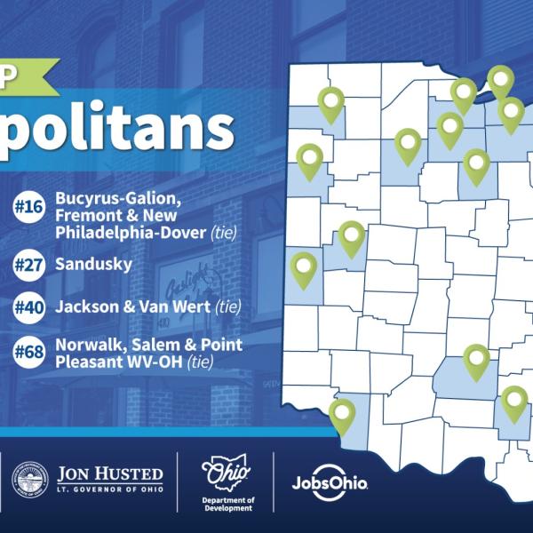 Map showing Top Micropolitans in the state of Ohio