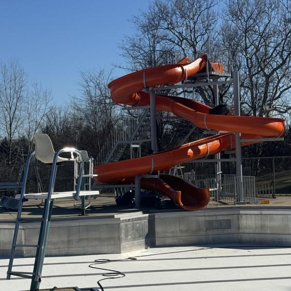 Photo of the newly refurbished slide at Tiffin City Pool