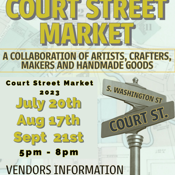 Poster for the Court Street Market on Aug. 17, Sept. 21, and Oct. 19
